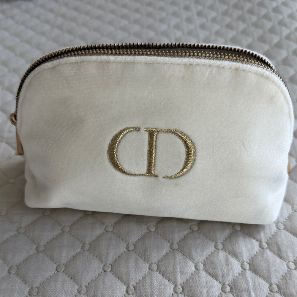 Dior Cream and Gold Cosmetic Bag
